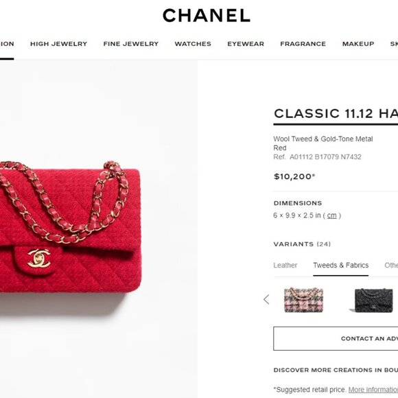 Chanel Classic 11.12 Flap Bag – Red Wool Tweed & Gold Hardware – Brand New - Picture 5 of 16